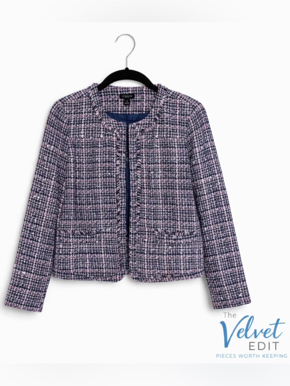 Ann Taylor Factory Tweed Fringe Jacket Size 4 Cropped Blazer